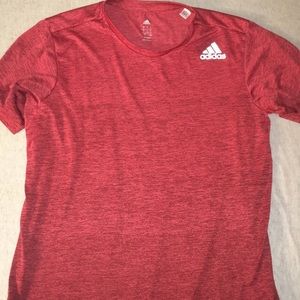 Red and black dri-fit Adidas t shirt, size L
